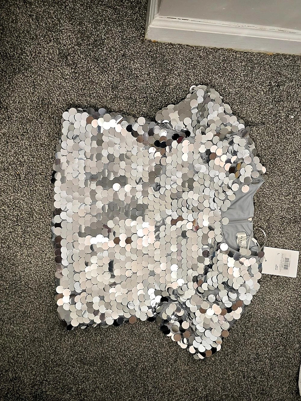 Silver Sequin Crop Top Like New